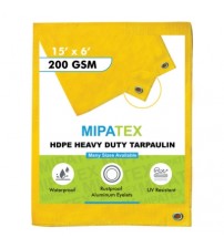 Mipatex Tarpaulin / Tirpal 15 Feet x 6 Feet 200 GSM (Yellow)